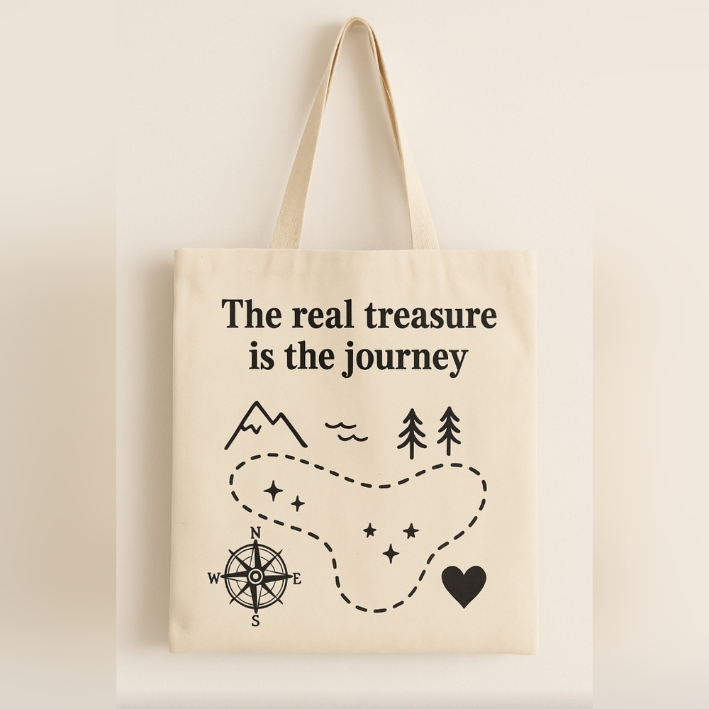 The Real Treasure Is The Journey Custom Canvas (Treasure Map) Tote Bag